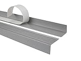 Treppenkantenprofil Selbstklebend PVC Kunststoff Antirutsch-Profil Winkelprofil 40x25, Grau, 200