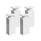 sossai® Design-Möbelfüße MFV1 | höhenverstellbar | 4er Set | Vierkant-Profil: 40 x 40 mm | Farbe: Weiß | Höhe: 100mm (+20mm) | Hochwertige Holzschrauben ink