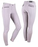 QHP Reithose Katie Vollbesatz mit Grip-Blattmuster an Gesäß und Knien, Strass (36, Sand)