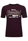 Superdry Damen VL Boho Sparkle Tee T-Shirt, Rich Deep Burgundy, XL