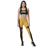 Zumba Workout High Waist Leggings Stilvoll Fitness Gym Kompression Sporthose Damen, Golden Sunset, S