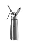 HENDI Sahnespender, Inklusive Set aus 3 Edelstahl Spritztüllen und Reinigungsbürste, Sahne-Mousses-Desserts-kalten Schäumen-Saucen, 0,5L, ø85x(H)235mm, Edelstahl, Silb