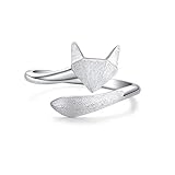 Ring Fuchs Verstellbar Silber Fuchs Ring Damen 925 Sterling Echt Silber Fox Ring Finger Verstellbar Geschenk Damen Schmuck Frauen (A-fox ring)