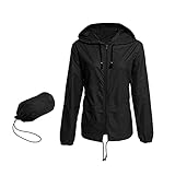 YIDYFA Damen Wasserdichte Regenjacke winddichter Regenmantel atmungsaktiv faltbarer Hardshell Windbreaker, ideal zum Fahrradfahren & W