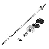 CNCMANS SFU2005 Kugelumlaufspindel, SFU2005 1500mm Edelstahl Ball Screw Gewindespindel mit Bearbeitetem Ende + Bk15/Bf15 Unterstützung + Kugelumlaufmutter + MuttergehäUse + Kupplung, H