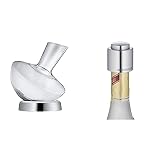 WMF Jette Weindekanter, mit Edelstahl-Sockel 0,75l, Glas, Dekantierflasche für Rotwein, Weinbelüfter & Clever&More Sektverschluss mit Aufschrift 3,5 cm, Champagner Verschluss, Sek