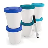 Zwin® 6er-Set Mini-Eiscreme-Gefrierbehälter mit Silikondeckel, Ideal für die Lagerung von Eiscreme, Babynahrung oder als Meal Prep Behälter - B