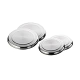 axentia Herdabdeckplatten rund - Edelstahl Abdeckung für Herd-Platten - 4x Abdeckplatten in Silber - Herdabdeckplatten 2x 16cm / 2x 20cm Durchmesser - Als Untersetzer verwendbar - Abdeckplatten-S