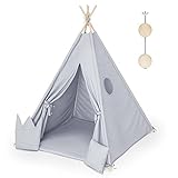 Kinder Zelte Spielzelt Tipi für Kinder aus Holz | Tipi Zelt Indoor minimalistisches Design | Kindertippi Zelt mit Öko-Baumwolltakin | 100% ECO | Made in EU