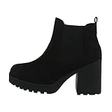 Ital Design Damenschuhe Stiefeletten High-Heel Stiefeletten, XT06S-, Kunstleder, Schwarz, Gr. 40