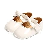 MASOCIO Baby Mädchen Prinzessin Bowknot Schuhe Kleinkind Anti-Rutsch Party Ballerinas Schuhe Weiß 6-12 M