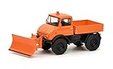 Schuco 452020200 - Unimog U406, Winterdienst mit Räumdienst, Modellauto, 1:64, orang