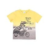 T-Shirt mit kurzen Ärmeln, für Babys, 12 Monate, 100 % Baumwolle, T-Shirt mit Zeichnung, Geschenk-Kleidung, für Kinder von 1 bis 4 Jahren, Honig, 86