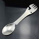 Outdoor Survival Tools 5 in 1 Camping Multifunktional EDC Kit Praktische Gabelmesser Löffel Flasche/Dosenöffner (Farbe : Sliver)