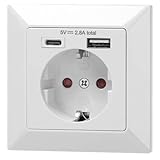 ORNO AE-13232(GS) USB Steckdose Unterputz Weiß,1 x USB-A + USB-C 5VDC/2,8A 3680W Typ: Schuk