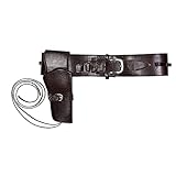 Boland 00579 - Cowboy Halfter und Gürtel, 110 cm, Lederimitat, Dunkelbraun, Wilder Westen, Accessoire, Waffenhalter, Mottoparty,