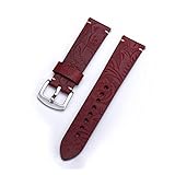 YSFQLQ Hohe Qualität 20mm 22mm gravierte Muster Lederband Armband am Handgelenk Bandwechsel (Band Color : Red, Band Width : 22mm)