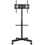 RFIVER TV Ständer Rollbar für 23 - 60 Zoll Plasma/LCD/LED/OLED TVs, Mobile TV Rollwagen mit optionaler Ablage, Höhenverstellbar Fernsehständer mit Rollen bis zu 40KG Max. VESA 400x400