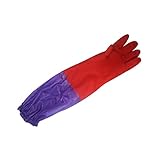 XMYINGWEI Spülhandschuhe Wasserdichter Latexhandschuh, Geschirrwasch-Zubehör, Lange Ärmel Wolle Gummihandschuhe mit Samt innen zur Reinigungsschale und -S