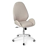 Bürostuhl Ergonomischer Schreibtischstuhl Stoff Moderner Drehstuhl Ohne Armlehne Office Chair, Wippfunktion, Bürostuhl Höhenverstellbar, Beig