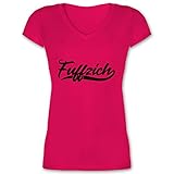 Geburtstagsgeschenk Geburtstag - Fuffzich 50. Geburtstag - XL - Fuchsia - Tshirt fuffzich Damen - XO1525 - Damen T-Shirt mit V