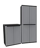 Kunststoffschrank Set: Universalschrank und Beistellschrank. Maße Universalschrank BxTxH ca. 68 x 37,5 x 163,5 cm. Maße Beistellschrank BxTxH ca. 68 x 37,5 x 85