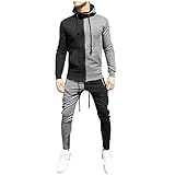 Graceyo Herbst Winter Jogginganzug für Männer, Herren Farbblock Langarm Trainingsanzug Sportanzug Jogginghose Sweatshirt Set Freizeitanzug Hoodie Hose für Gym Fitness Trainingsanzug Track