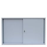 Schiebetürenschrank voll verschweißt Schiebetüren Büro Aktenschrank Sideboard aus Stahl grau 750 x 1200 x 450 mm 550120