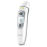 Boriwat Infrarot Fieberthermometer Kontaktlos Medical Stirnthermometer,Ohrthermometer,Messwerte in Einer Sekunde abrufen,Dreifarbiger Temperaturalarm,Ideal für Babys,Kinder und Erw