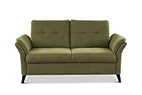 CAVADORE 2er Sofa Grönland / Skandinavische 2-Sitzer-Couch mit Federkern + Sitztiefenverstellung / 173 x 90 x 102 / Flachgewebe, Grü