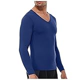 Eternali Funktionsshirt Herren Langarm V-Ausschnitt Einfarbig Kompressionsshirt Gym Sport Laufshirt Slim Fit Schnelltrocknend Sportshirt Fitness Performance Fit Atmungsaktives Komp