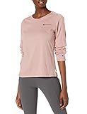 Champion Damen Campus Long Sleeve Tee T-Shirt, Rosa Beige,