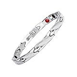 Lady’s Magnetic Slimchic Bracelet, Magnetic Therapy Fit Plus Bracelet, Gold Silver Titanium Steel Magnetic Therapy Health Link Bracelet, Stylish Fitness Therapy Magnetic Bracelet (A)