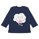 Weihnachten Baby Outfit Christmas - Schneeflocken Wolke - 12/18 Monate - Navy Blau - Schnee - BZ11 - Baby T-Shirt Lang
