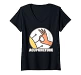 Damen Akupunkturnadeln Akupunktur T-Shirt mit V