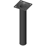 Element System 4 Stück Stahlrohrfüße rund, Tischbeine, Möbelfüße inklusive Anschraubplatte, Länge 20 cm, Durchmesser 30 mm, 4 Farben, 11 Abmessungen, schwarz, 11100-00019