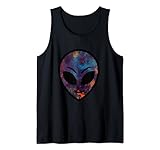 Buntes Galaxie-Alien-Head-T-Shirt Area 51, I Believe, UFO Tank Top