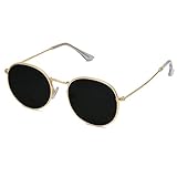 SOJOS Mode Rund Polarisiert Damen Herren Sonnenbrille Mirrored Lenses Unisex Sunglasses SJ1014 mit Gold Rahmen/Grau L