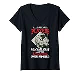 Damen Baseballspieler Softball Baseball Trainer Baseballfeld T-Shirt mit V
