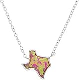 Yaoliangliang Halskette USA Texas Karte Anhänger Pflasterstein Rot Feuer Opal Edelstein Silber Zarte Amerikanische Silber Halsk