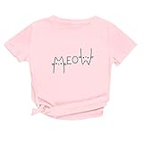 Routinfly Damen Bluse Kurzarm, Frauen KurzäRmliges T-Shirt Mit SüßEm Katzendruck Sommer Kurzarm O-Ausschnitt T-Shirt Damen Bluse Bedruckte Tshirt GroßE GrößE