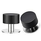 Pack of 2 Self Adhesive Door Stop - Heavy Duty Stainless Steel Rubber Stopper for Doors with Extra Stickers Included - Dent Protection, Stop and Sound Dampening, Rubber Top