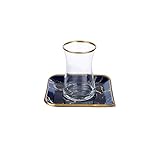 KARACA Damla Teeservice- Set für 6 Personen, 12-teiliges Tee-Set, Teeservice Aus Glas, Gesunde Glasteesets, Cay Bardagi Set, Türkischer Tee, Türkischer Tee, Glas, Teeteller, Tea M