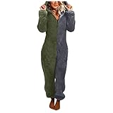 Dwevkeful Jumpsuit damen kuschelig tier Fleece Einteiler Overall Anzug Flauschig Jumpsuit flauschig und kuschelig weich warm Einteiler Ganzkörperanzug Overall warm loungewear schlafanzug hausanzug