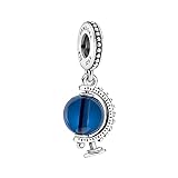Pandora Moments blauer Globus Charm-Anhänger aus Sterling-Silber mit einem blauen Kristall - 8,5 x 14,2 x 10,6 mm (T/H/B)
