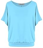 Van Der Rich ® - Oversize T-Shirt mit Fledermausärme Rundhalsausschnitt (Made in Italy) - Damen (Hellblau, XL)