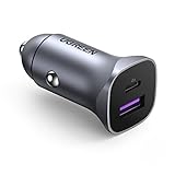 UGREEN 30W Zigarettenanzünder USB C USB Adapter Mini Metall Auto PD Ladegerät PPS Schnellladung dual Port KFZ Ladegerät unterstützt 20W kompatibel mit iPhone 13 Pro Max, 13 Pro, 12, iPad Pro M1, S21