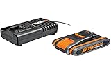 WORX WA3601 Akku mit Ladegerät Set: 20V 2000mAh Li-Ion Akkubatterie & Akku L