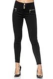 Elara Damen Stretch Hose High Waist Jeggings Chunkyrayan 2563 Black-36 (S)