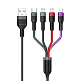 AEU (2Pack 4 in einem Ladekabel/Dual IP + Android + Typ-C/Anwendbar auf IP 3.2A Fast Ladet Data Kabel eins für Vier schnelle Ladekabel (120 cm)